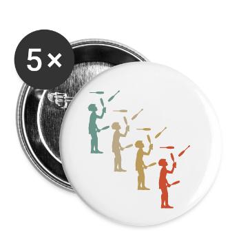 Retro Vintage Style Junglieren Juggler Bowling - Buttons small 1''/25 mm (5-pack) - white - Front