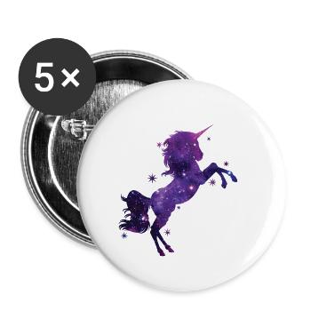 licorne - Lot de 5 petits badges (25 mm) - blanc - Devant