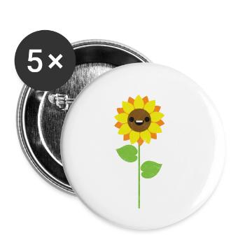 Sunflower gift flower cartoon kid girl - Buttons small 1''/25 mm (5-pack) - white - Front