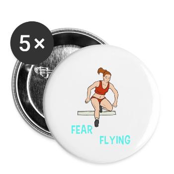 Leichtathletik Sport Hochsprung Hürdenlauf Fitness - Buttons klein 25 mm (5er Pack) - Weiß - Vorne