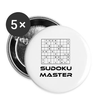 Sudoku Master Rätsel Spiel - Buttons klein 25 mm (5er Pack) - Weiß - Vorne