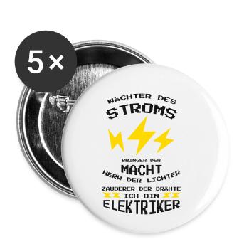 Elektriker Shirt · Herr der Licht · Strom Geschenk - Buttons klein 25 mm (5er Pack) - Weiß - Vorne