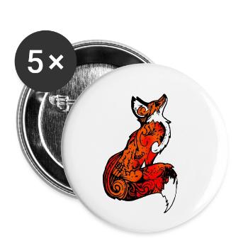 Fuchs Tattoo Tier cool Geschenk - Buttons klein 25 mm (5er Pack) - Weiß - Vorne