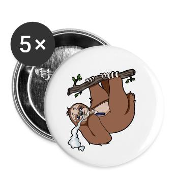 E-Zigarette Faultier Raucher - Buttons klein 25 mm (5er Pack) - Weiß - Vorne