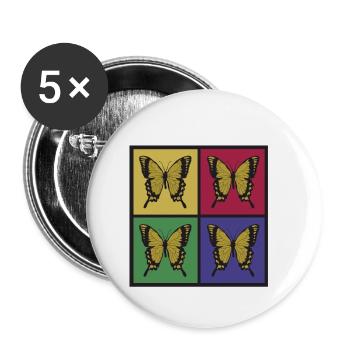 Papillons Pop Art - Lot de 5 petits badges (25 mm) - blanc - Devant
