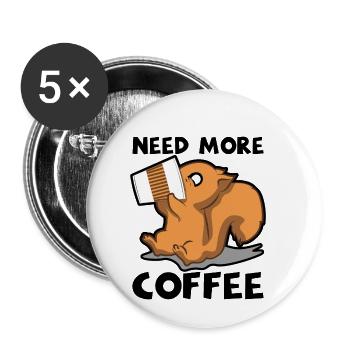 Café, Chipmunk, Fatigué, Lundi, Humour de bureau - Lot de 5 petits badges (25 mm) - blanc - Devant