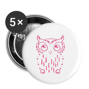 Eule - Buttons klein 25 mm (5er Pack) - Weiß - Vorne