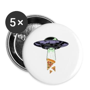 Ufo Alien Pizza Abduction - Buttons small 1''/25 mm (5-pack) - white - Front