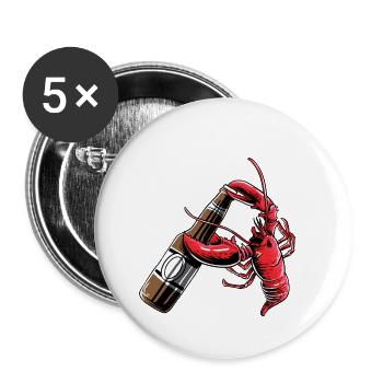 Bière boire homard drôle chemise de bière artisanale - Lot de 5 petits badges (25 mm) - blanc - Devant