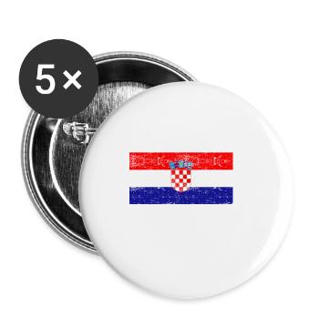 Hrvatska football distressed - Buttons small 1''/25 mm (5-pack) - white - Front