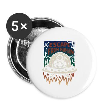 Échapper à l'humain - Lot de 5 petits badges (25 mm) - blanc - Devant