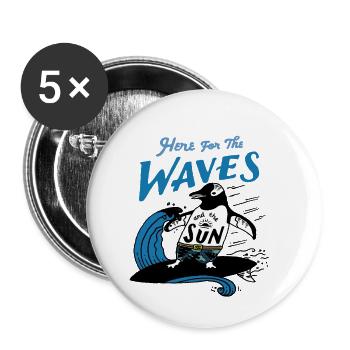 Ici pour les vagues et le soleil. - Lot de 5 petits badges (25 mm) - blanc - Devant