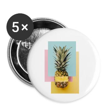 Colorful pineapple / gift idea - Buttons small 1''/25 mm (5-pack) - white - Front