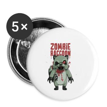 J'aime le cadeau d'animal de Halloween de raton laveur de zombi - Lot de 5 petits badges (25 mm) - blanc - Devant
