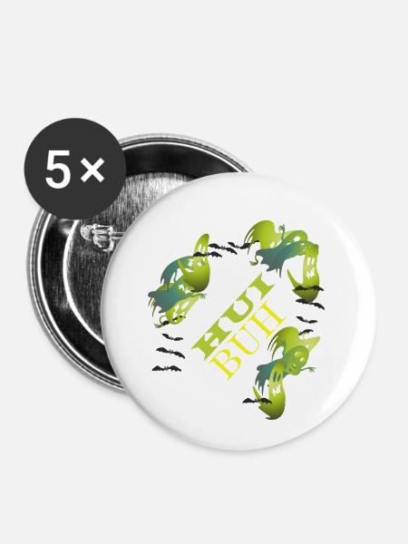 HUI BUH/Geisteralarm - Buttons klein 25 mm (5er Pack) - Weiß
