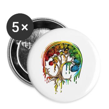 La vie colorée d'arbre est vraiment bonne chemise d'art d'arbre - Lot de 5 petits badges (25 mm) - blanc - Devant