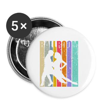 Ballroom Vintage Standard Dance Dancing Gift - Buttons small 1''/25 mm (5-pack) - white - Front