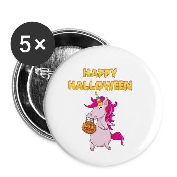 Flotteur de chemise de Halloween heureux - Lot de 5 petits badges (25 mm) - blanc - Devant