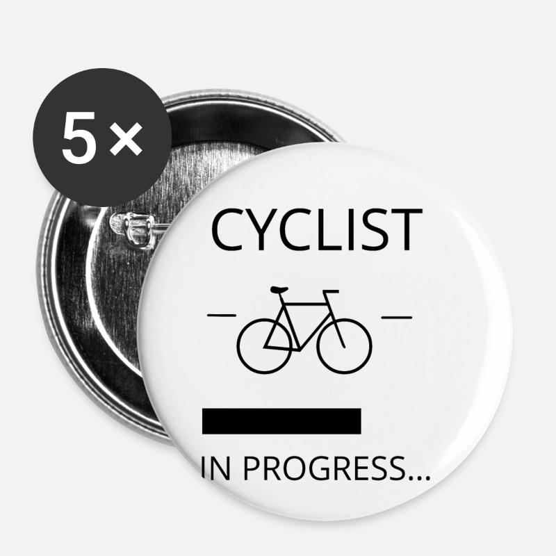 CYCLIST IN PROGRESS - Buttons small 1''/25 mm (5-pack) - white