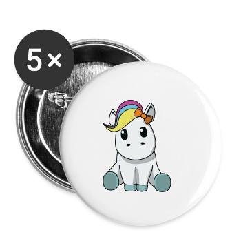 Baby Einhorn - Buttons klein 25 mm (5er Pack) - Weiß - Vorne
