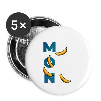 Monkey banana monkey monkey banana gift - Buttons small 1''/25 mm (5-pack) - white - Front