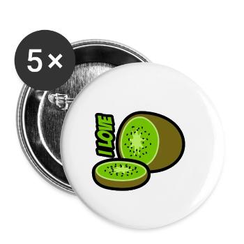 I love kiwi - Buttons small 1''/25 mm (5-pack) - white - Front
