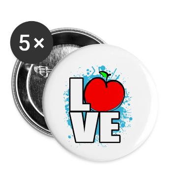 LOVE Apfel - Buttons klein 25 mm (5er Pack) - Weiß - Vorne