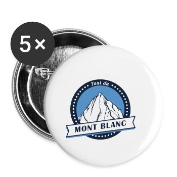 Tour du Mont-Blanc Alpen Fernwanderweg Shirt - Buttons klein 25 mm (5er Pack) - Weiß - Vorne