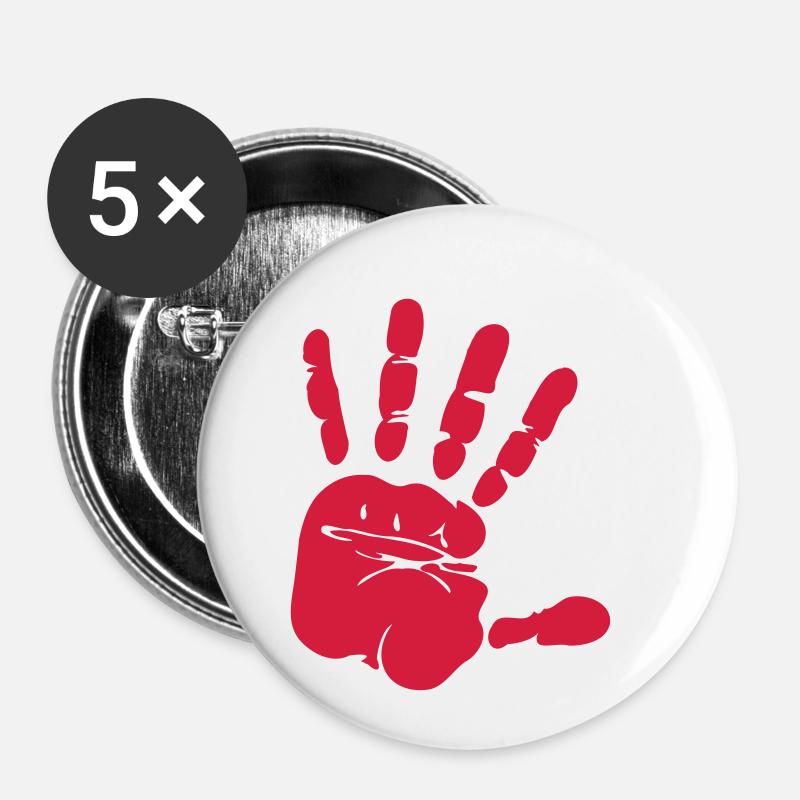 Hand fingerprint crime scene design as a vector graphic - Buttons small 1''/25 mm (5-pack) - white