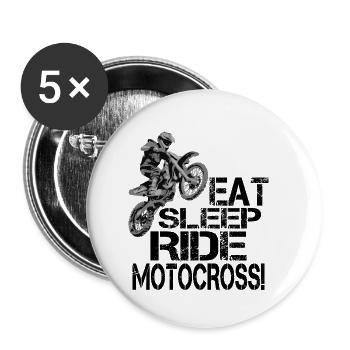 Motocross Moto Bike Stunt Motorsport cadeau - Lot de 5 petits badges (25 mm) - blanc - Devant