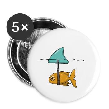 Goldfish with shark fin - Buttons small 1''/25 mm (5-pack) - white - Front