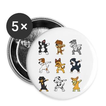 Tamponner Dab Shepherd Dalmatien Teckel Corgi - Lot de 5 petits badges (25 mm) - blanc - Devant