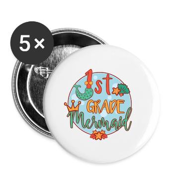 1st Grade Meerjungfrau - Buttons klein 25 mm (5er Pack) - Weiß - Vorne