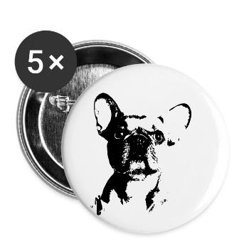 Bulldog Französische Bulldog Dog Hund - Buttons klein 25 mm (5er Pack) - Weiß - Vorne