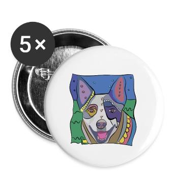 Chien Australien Artwork - Lot de 5 petits badges (25 mm) - blanc - Devant