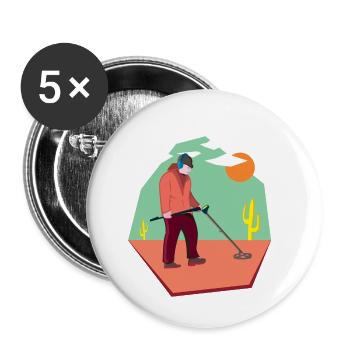 Sondler in the desert on a treasure hunt with a probe - Buttons small 1''/25 mm (5-pack) - white - Front