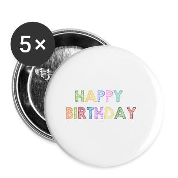 Happy birthday shirt - Buttons small 1''/25 mm (5-pack) - white - Front