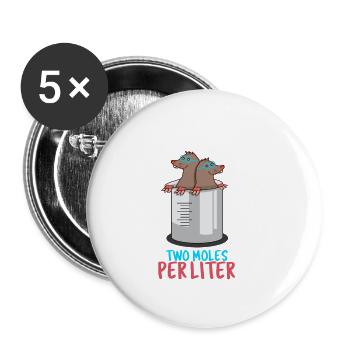 Two Moles per liter / fun shirt - Buttons small 1''/25 mm (5-pack) - white - Front