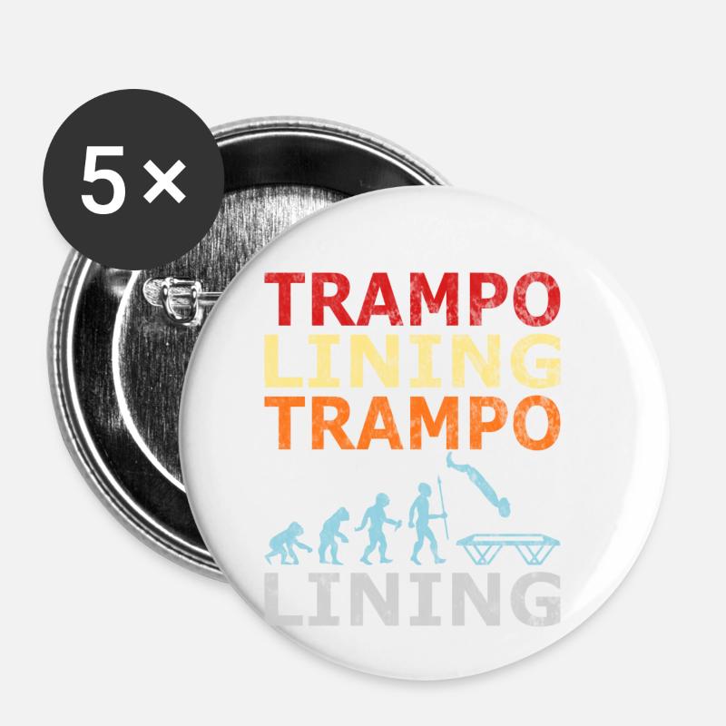 Retro Vintage Style Evolution Trampoline Gymnastics - Buttons small 1''/25 mm (5-pack) - white