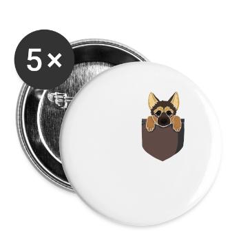 German shepherd puppy in bag gift - Buttons small 1''/25 mm (5-pack) - white - Front