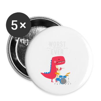 Schlimmster Schlagzeuger aller Zeiten - für Kinder - Buttons klein 25 mm (5er Pack) - Weiß - Vorne