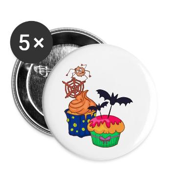 Halloween cupcake muffin cake baking sweets - Buttons small 1''/25 mm (5-pack) - white - Front
