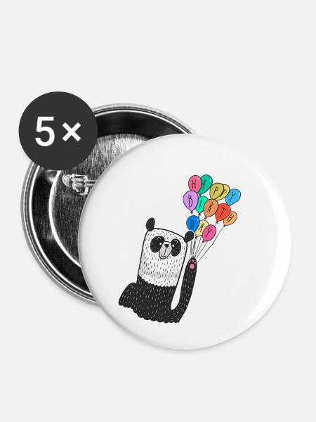 Happy Birthday Kinder Shirt - Buttons klein 25 mm (5er Pack) - Weiß