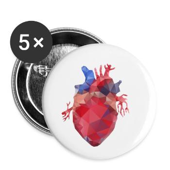 Heart low poly - Buttons small 1''/25 mm (5-pack) - white - Front