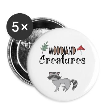 Raccoon Nature Home Forest Dwellers Animal Sweet - Buttons small 1''/25 mm (5-pack) - white - Front