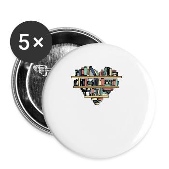 Lecteur de chaîne lecture livre lecture rat lecture hibou - Lot de 5 petits badges (25 mm) - blanc - Devant