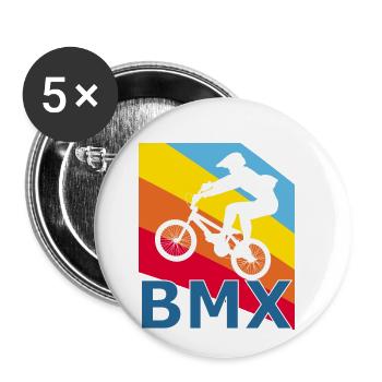 Vintage Retro Style BMX Fahrrad Zweirad Radsport - Buttons klein 25 mm (5er Pack) - Weiß - Vorne