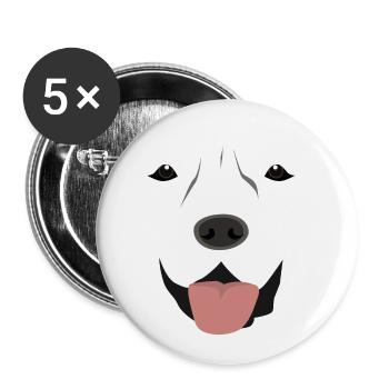 (Labrador Face) - Lot de 5 petits badges (25 mm) - blanc - Devant