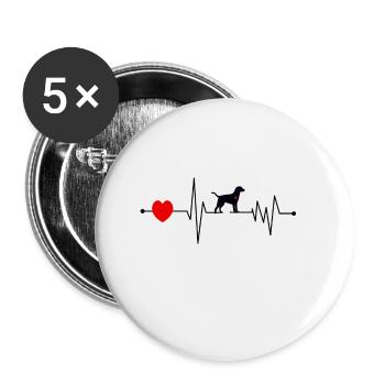 (Labrador Herzschlag) - Buttons klein 25 mm (5er Pack) - Weiß - Vorne