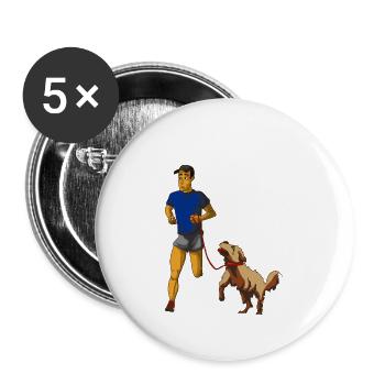 Laufen mit Hund - Buttons klein 25 mm (5er Pack) - Weiß - Vorne